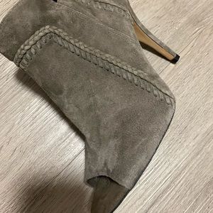 Vince Camuto Suede Gray Open Toe Bootie